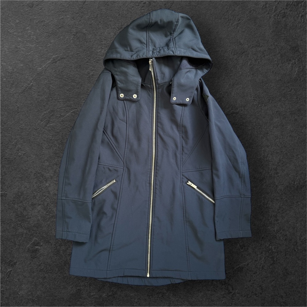 Steve Madden Hooded Softshell Jacket  Women180s Medium Navy‎ Blue Cozy Warm